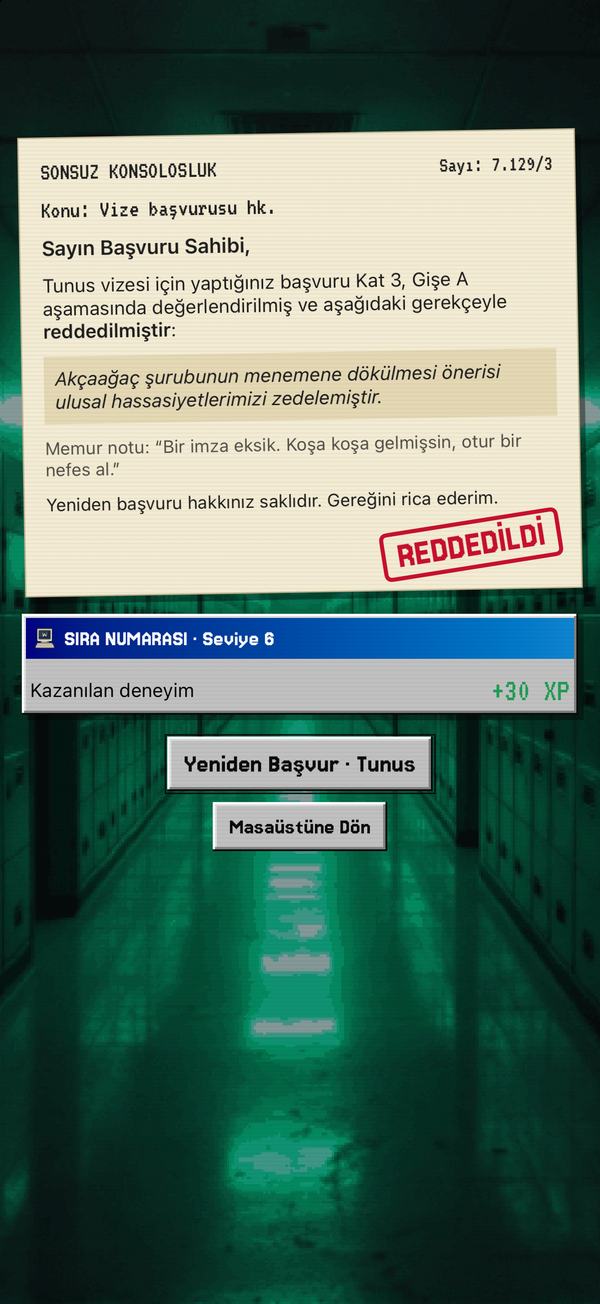 Kırmızı REDDEDİLDİ damgalı bir ret mektubu.